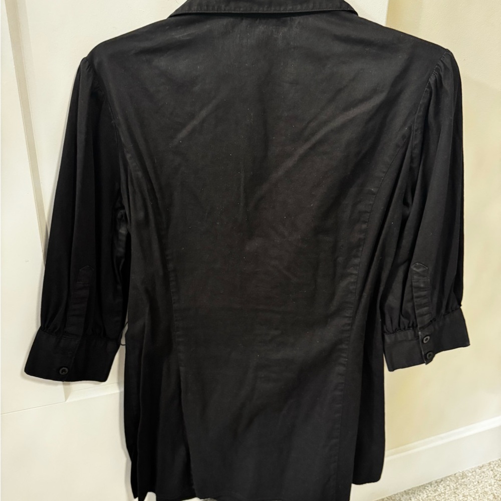 Feathers Black Ruffled 3/4 Sleeve Blouse - Picture 4 of 5